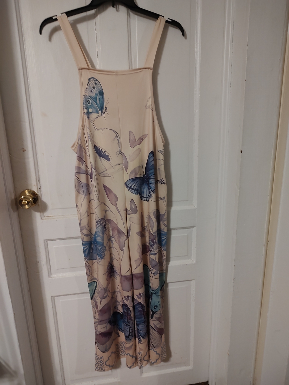 Butterfly Print Slip Dress in Cream and Blue